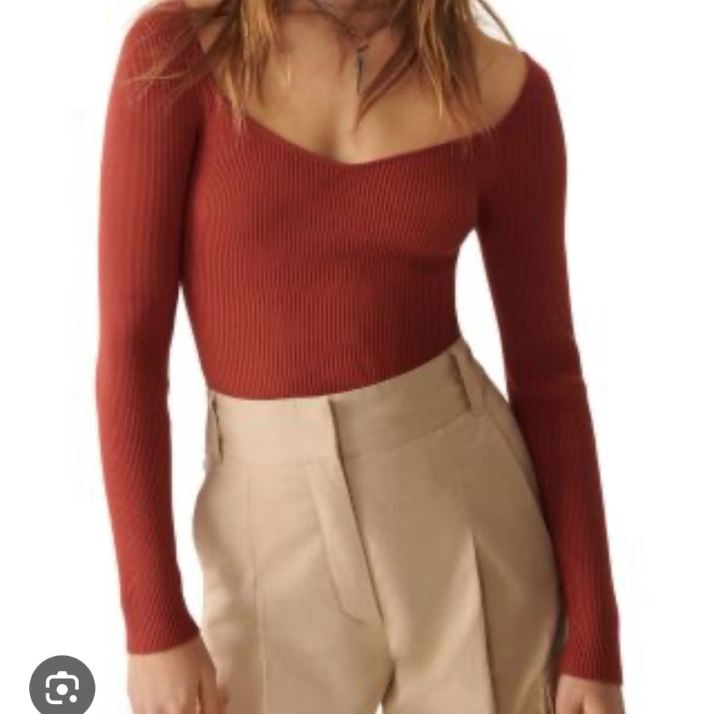 NWT XS Ba&sh Olaf ribbed sweater in brick